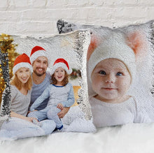 Load image into Gallery viewer, 16&quot; x 16&#39; Sequin Cushion Cover | Family Photo | Team Logo Personal Design
