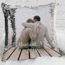 Load image into Gallery viewer, 16&quot; x 16&#39; Sequin Cushion Cover | Family Photo | Team Logo Personal Design
