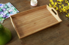 Load image into Gallery viewer, Personalized &quot;Gather&quot; Bamboo Serving Tray with Handles
