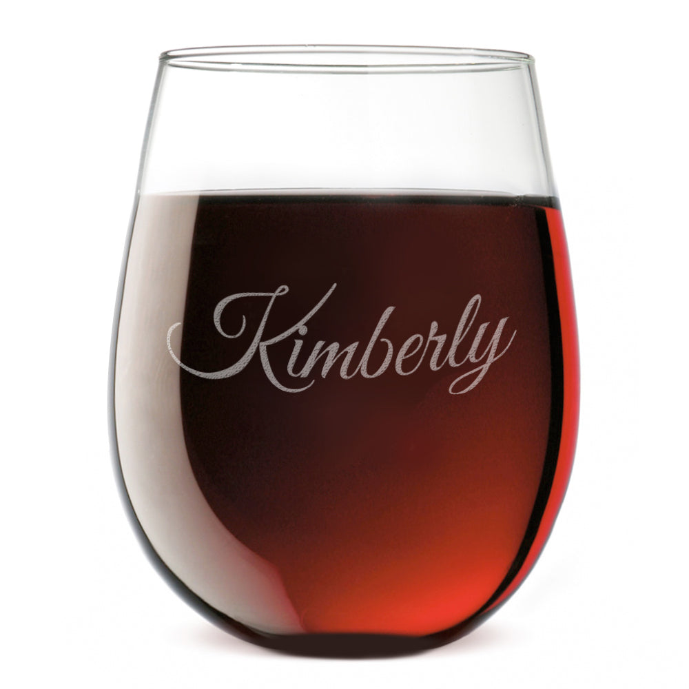 Personalized w/ Name Stemless Wine Glass