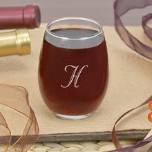 Load image into Gallery viewer, Personalized Initial Engraved Stemless Wine Glass
