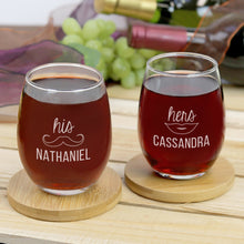 Load image into Gallery viewer, His &amp; Hers Personalized Stemless Wine Glass
