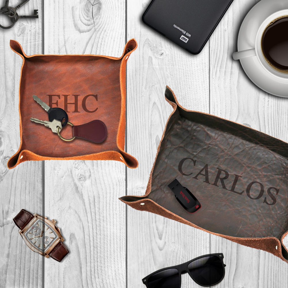 Personalized Name Genuine Leather Stash Tray