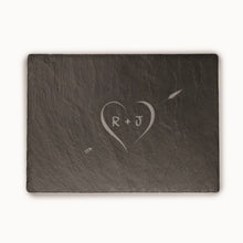 Load image into Gallery viewer, Personalized Heart Slate Serving Board
