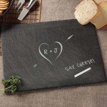 Load image into Gallery viewer, Personalized Heart Slate Serving Board
