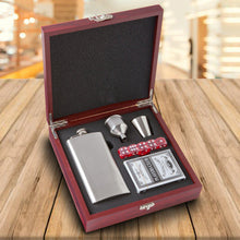 Load image into Gallery viewer, Rosewood Finish Flask Gift Set
