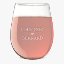 Load image into Gallery viewer, Personalized Couples Stemless Wine Glass
