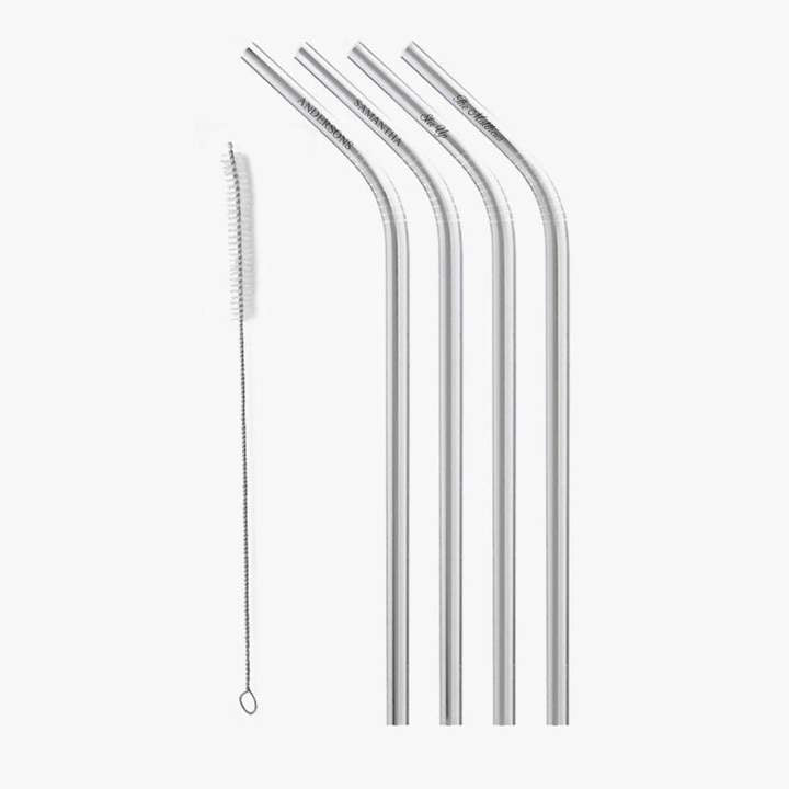 Reusable Set of 4 Custom Stainless Steel Drinking Straws