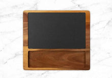 Load image into Gallery viewer, Non-Personalized Cheese Slate Board w/ Acacia Wood Base

