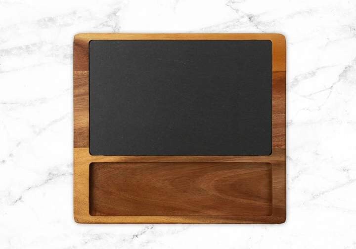 Non-Personalized Cheese Slate Board w/ Acacia Wood Base