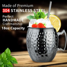 Load image into Gallery viewer, &quot;Gun Metal Black&quot; Moscow Mule Mug with Stainless Steel Straw
