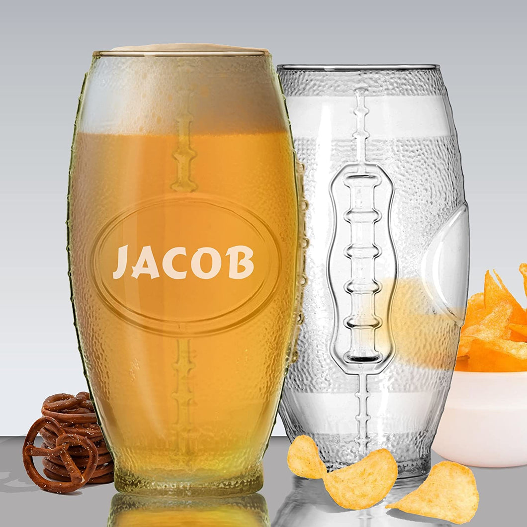 Personalized with Name Football Tumbler Beer Glass