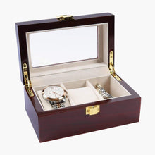 Load image into Gallery viewer, Non-Personalized Cherry Wood 3 Slot Watch Case
