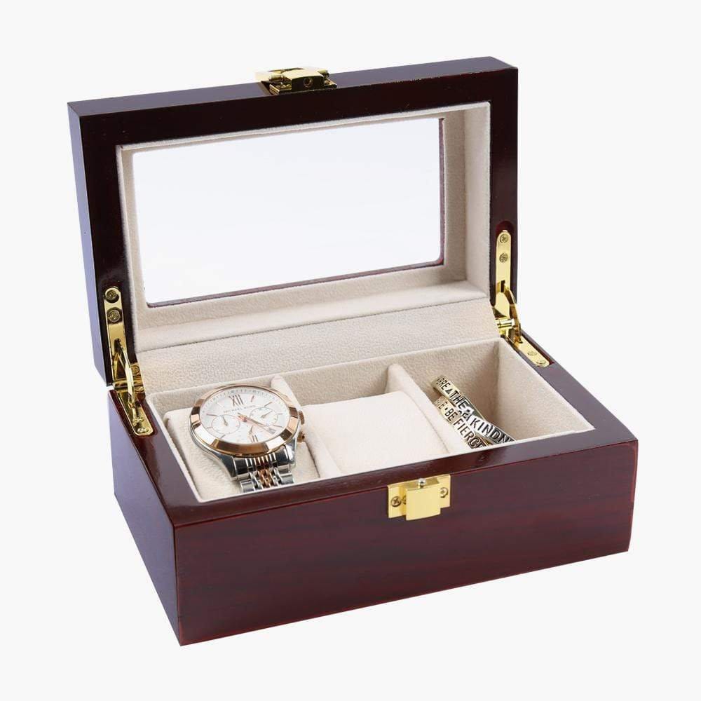 Non-Personalized Cherry Wood 3 Slot Watch Case
