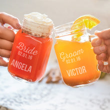 Load image into Gallery viewer, Bride and Groom Customized Mason Jars w/ Handle
